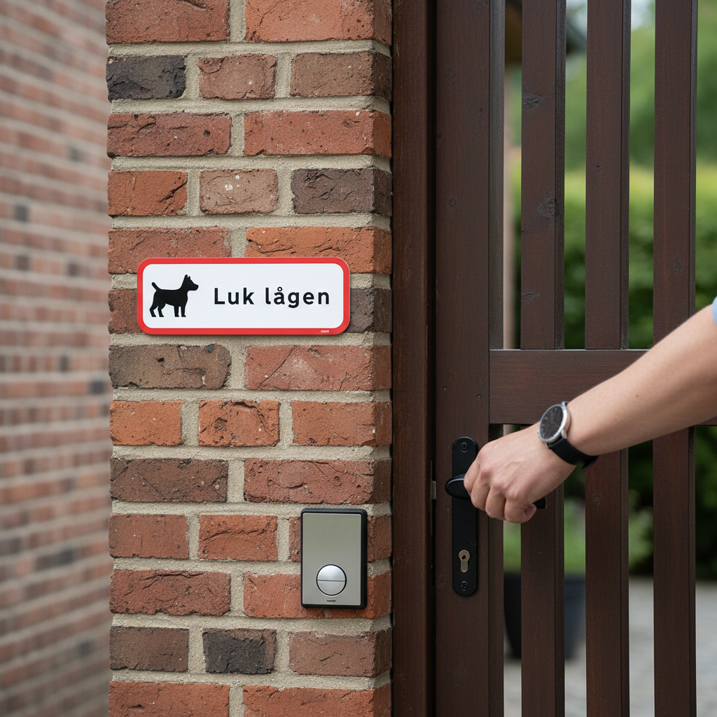 Luk lågen skilt med hund rød ramme - Billede 2