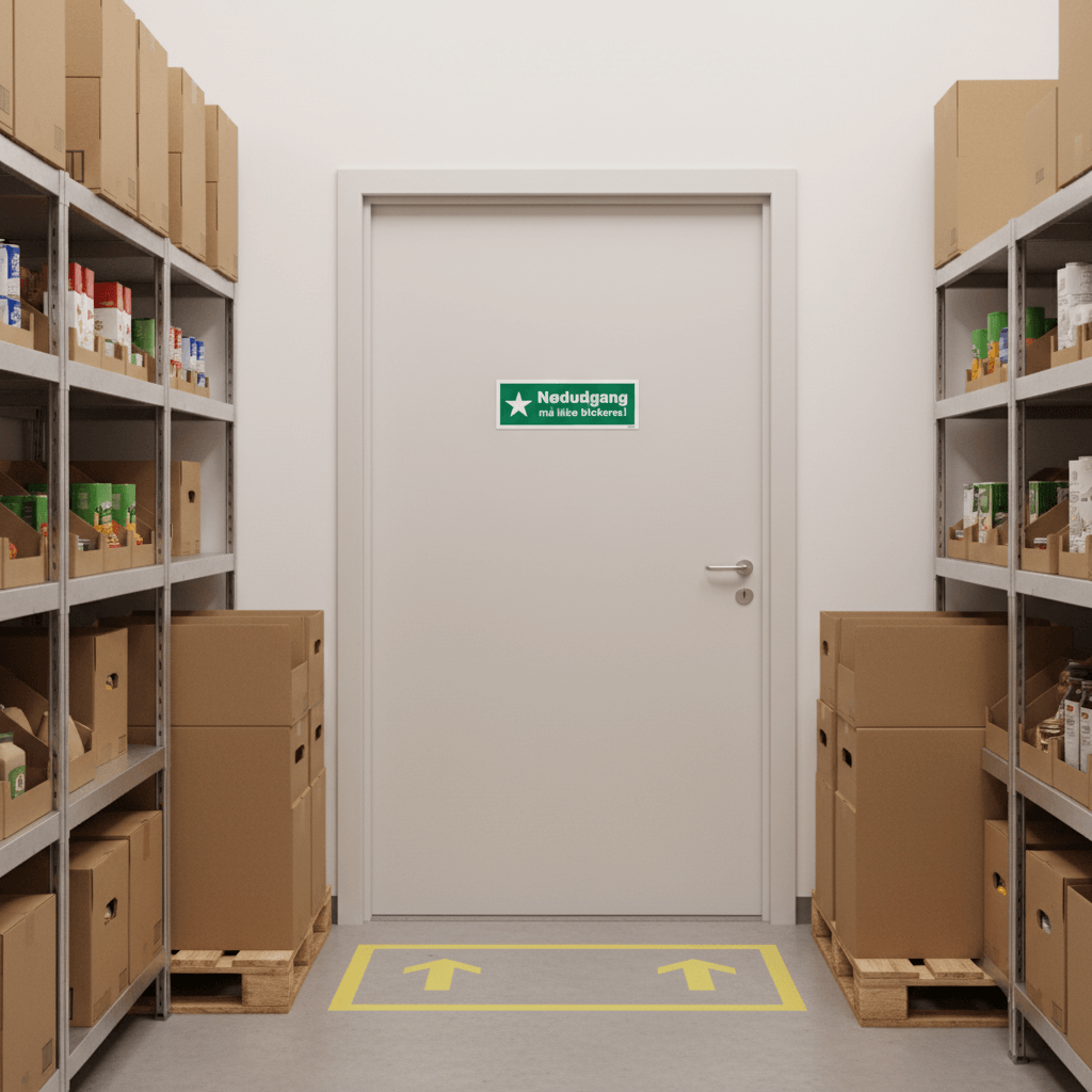 Nødudgang må ikke blokeres Skilt - Billede 3