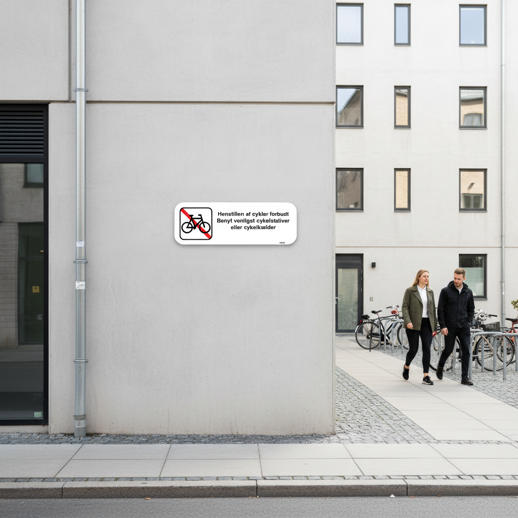 Henstillen af cykler forbudt Benyt venligst cykelstativer eller cykelkælder skilt - Billede 3