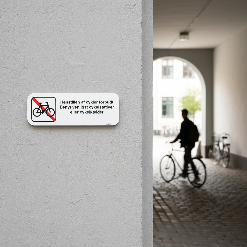 Henstillen af cykler forbudt Benyt venligst cykelstativer eller cykelkælder skilt - Billede 2