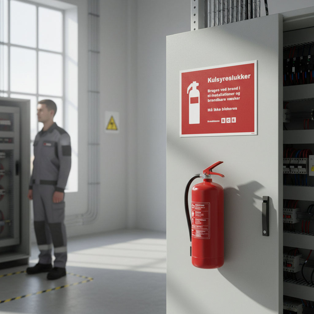 Kulsyreslukker - Bruges ved brand i... skilt - Billede 2