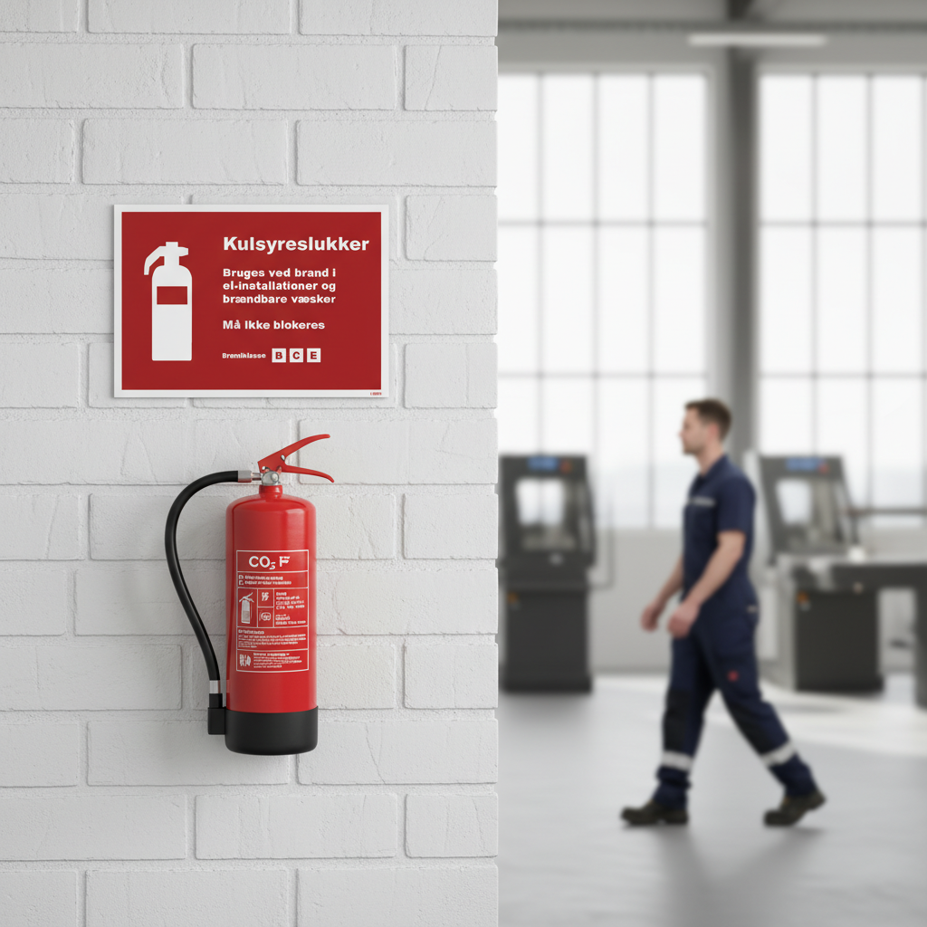 Kulsyreslukker - Bruges ved brand i... skilt - Billede 4