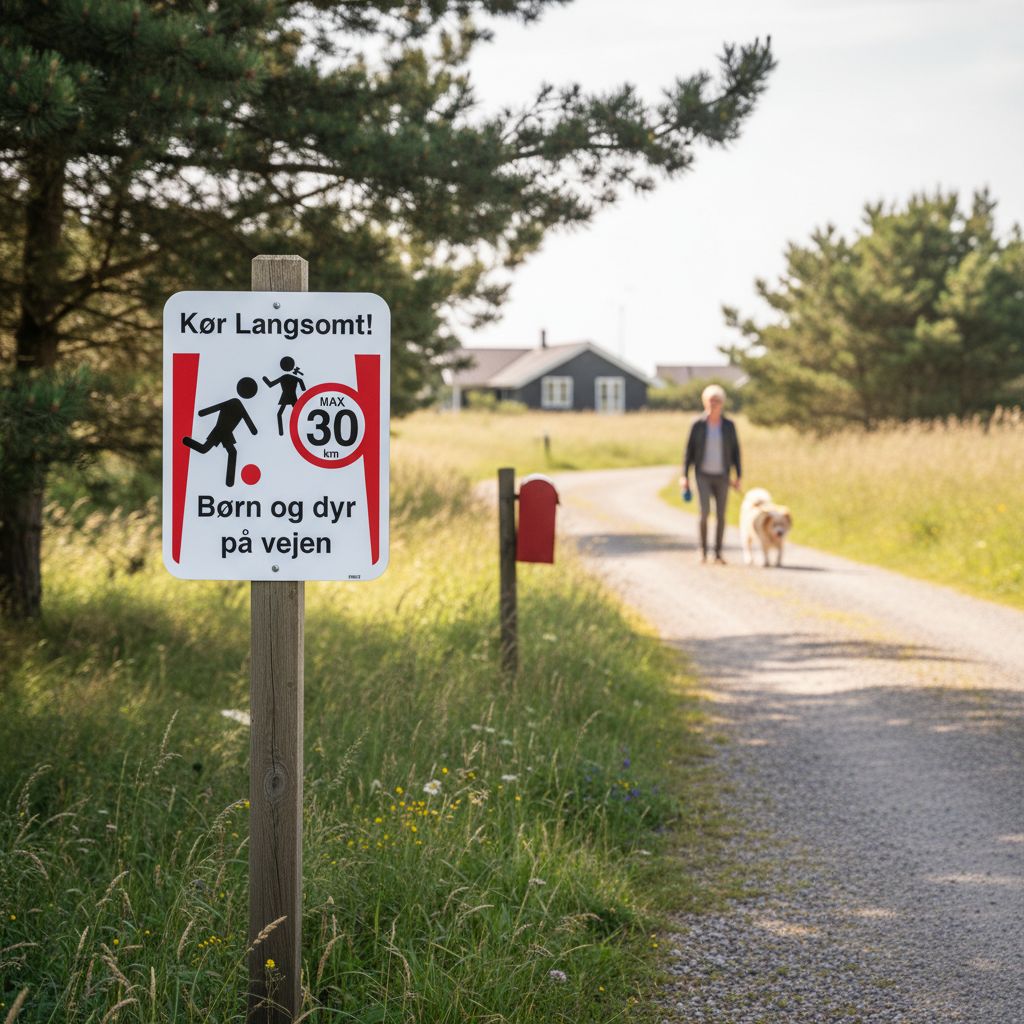 Kør langsomt Børn og dyr på vejen max 30 km skilt - Billede 3