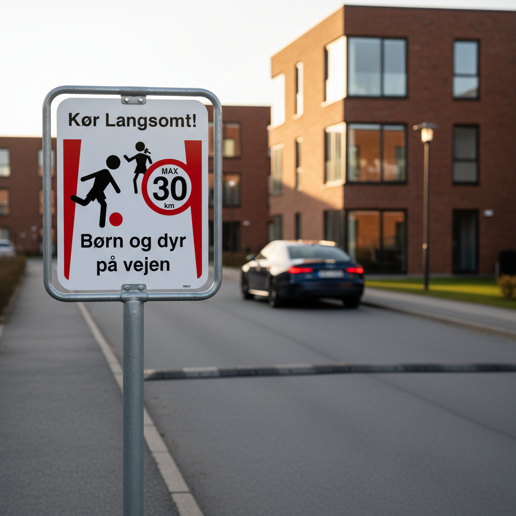Kør langsomt Børn og dyr på vejen max 30 km skilt - Billede 2