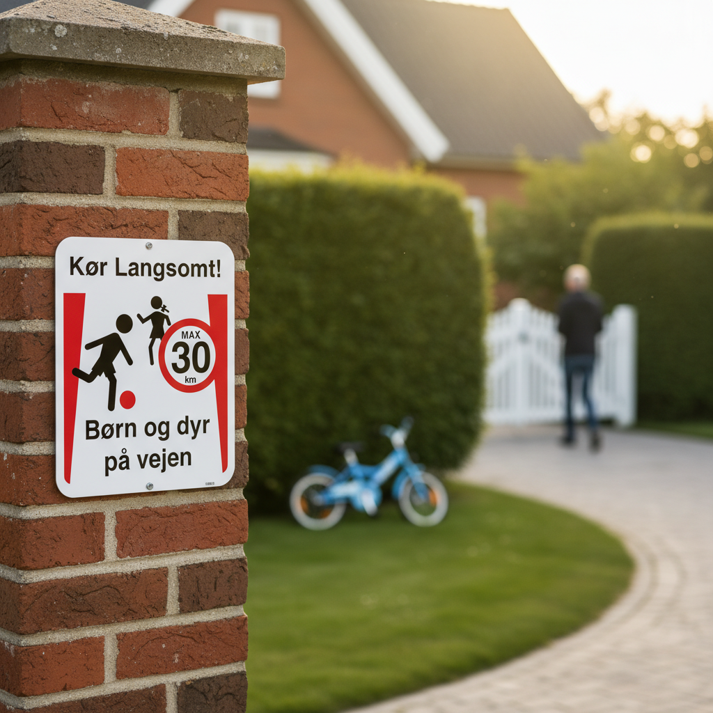 Kør langsomt Børn og dyr på vejen max 30 km skilt - Billede 5