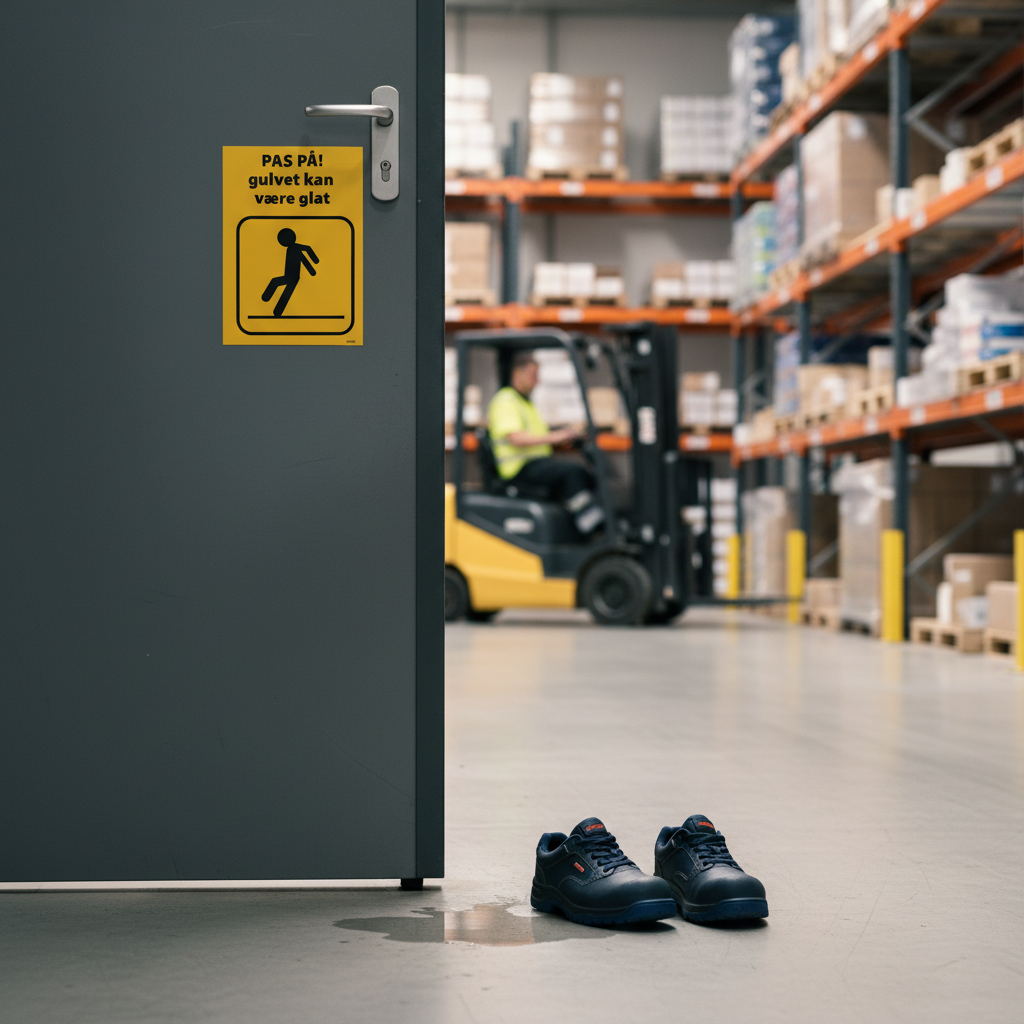 Pas på! gulvet kan være glat (gul) skilt - Billede 3