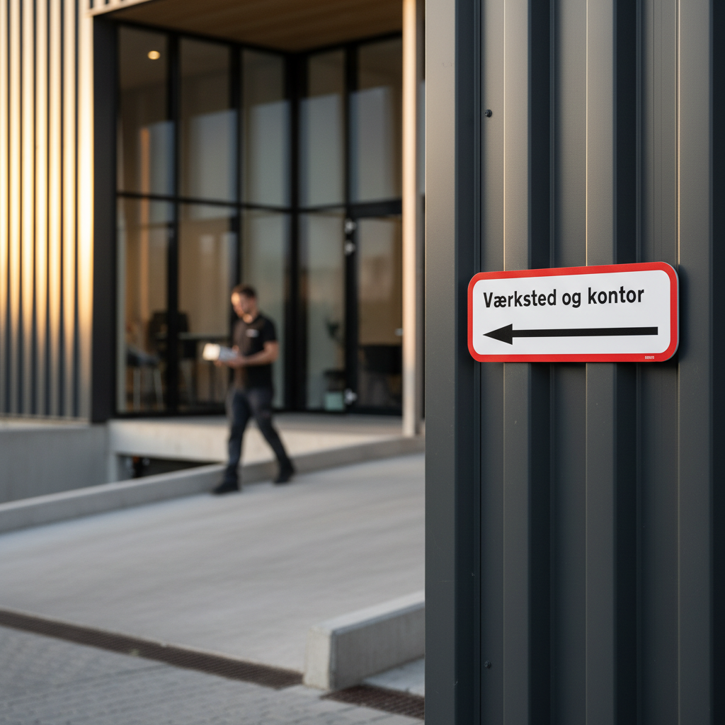 Værksted og kontor med pil skilt - Billede 3