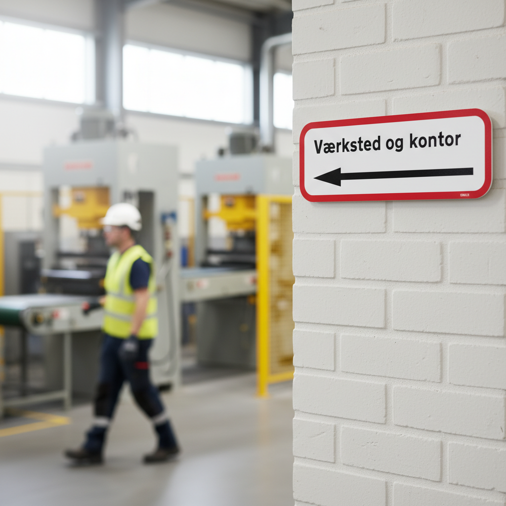 Værksted og kontor med pil skilt - Billede 2