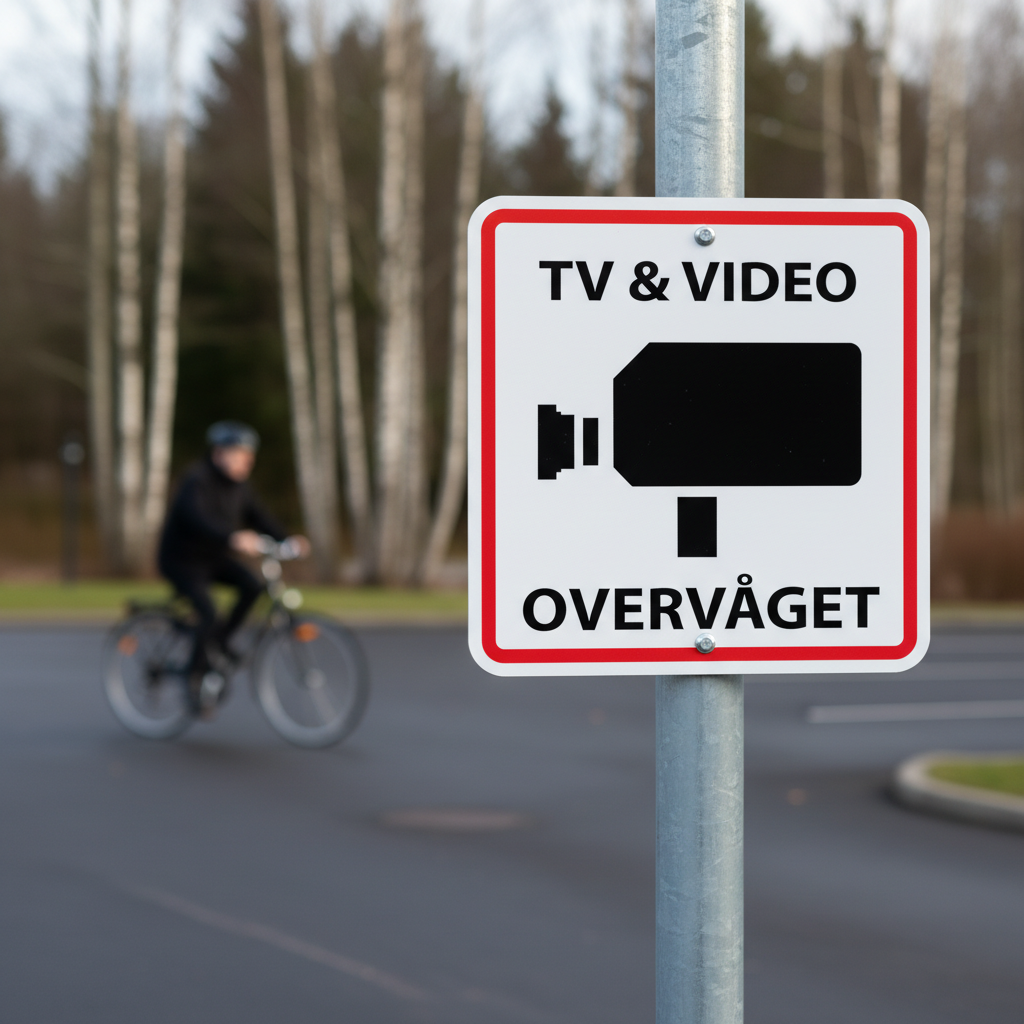 Videoovervågning skilt med rød ramme - Billede 5