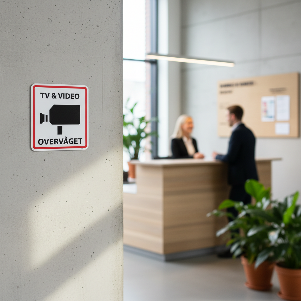 Videoovervågning skilt med rød ramme - Billede 3