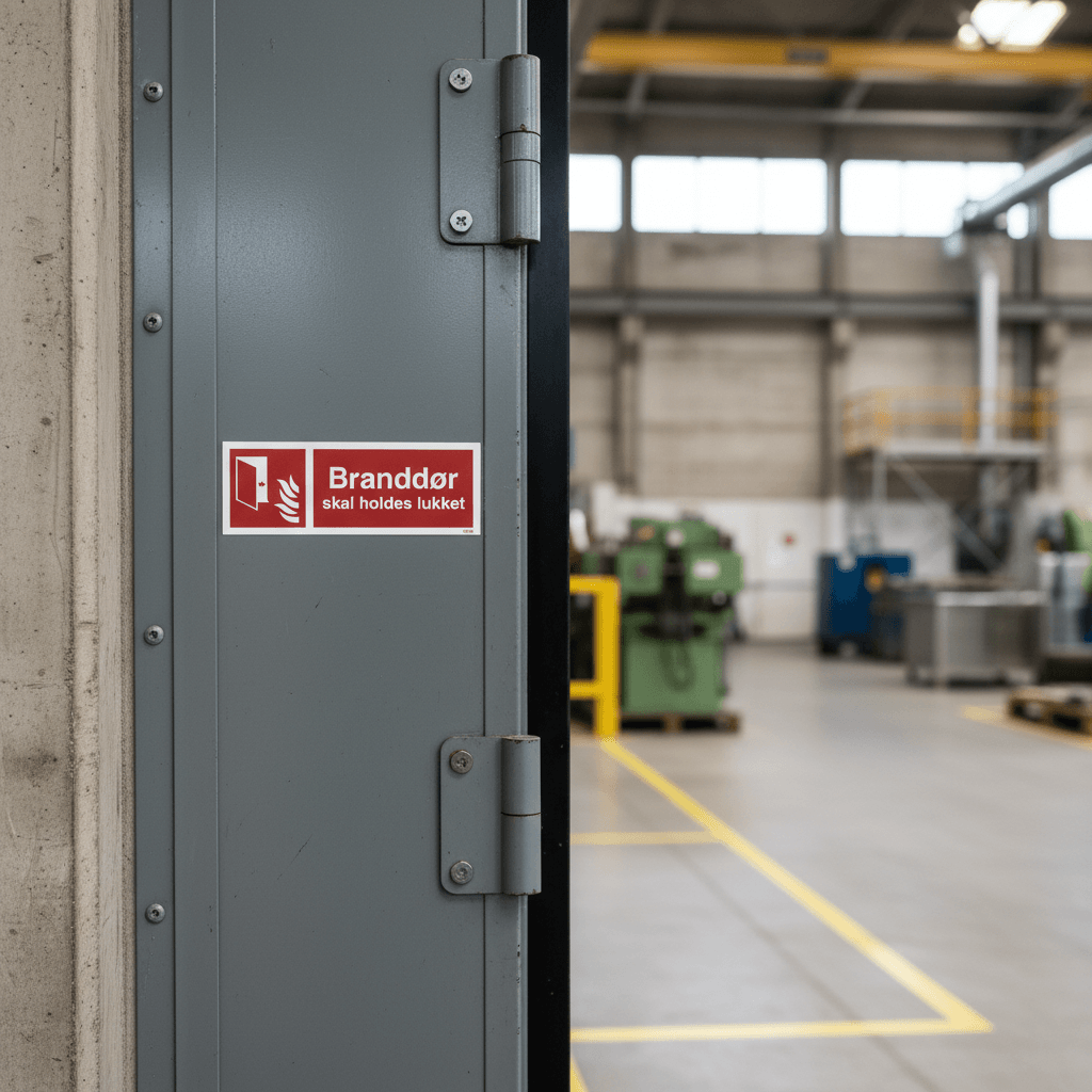Branddør skal holdes lukket skilt - Billede 4