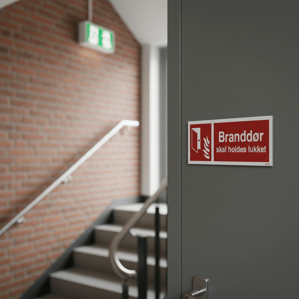 Branddør skal holdes lukket skilt - Billede 5