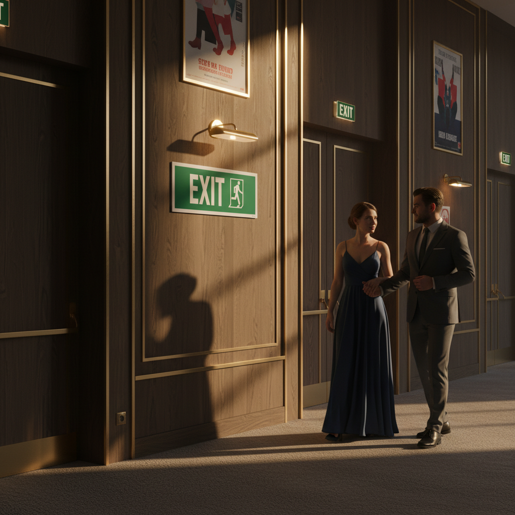 Exit Left-man Run Right skilte. - Billede 2