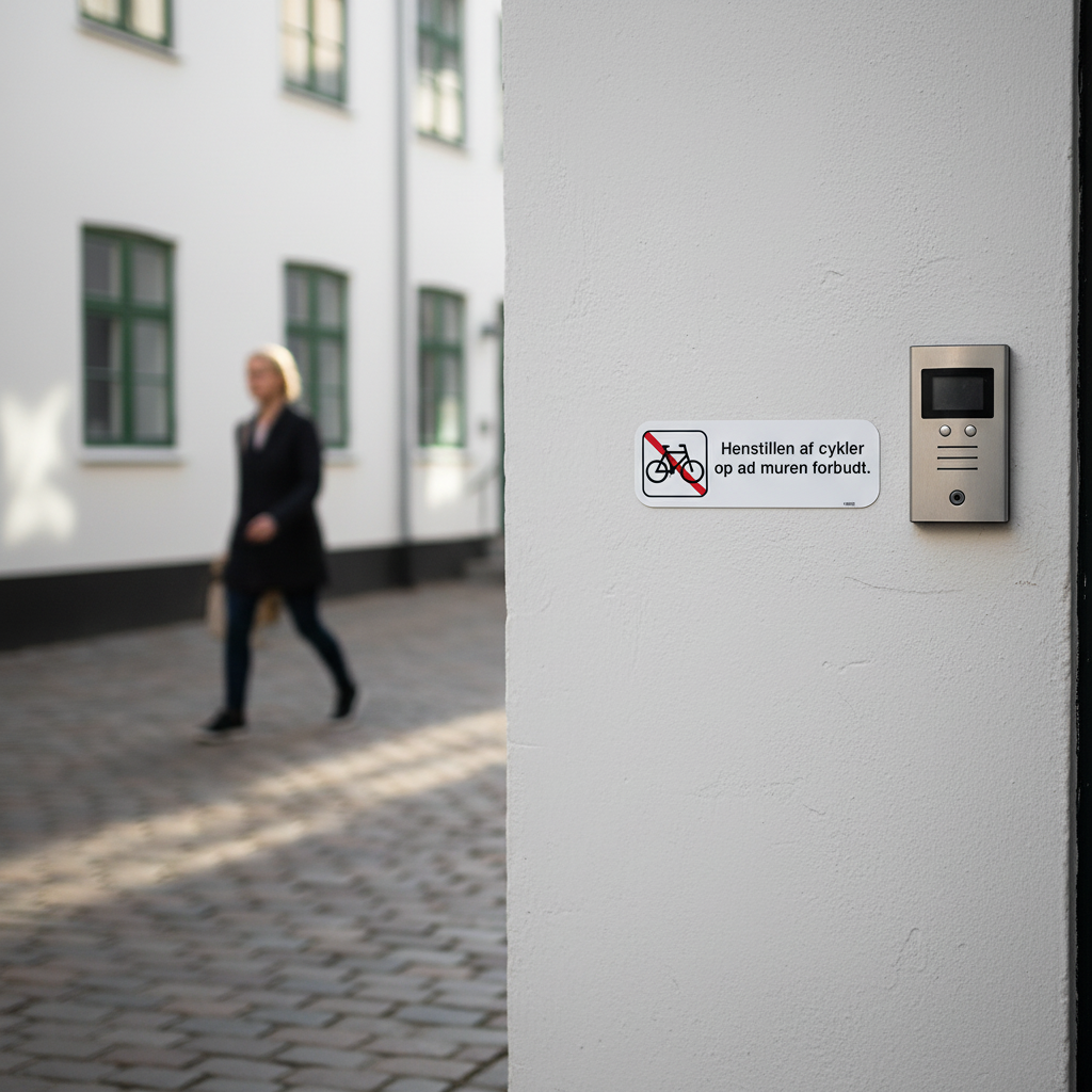 Henstillen af cykler op af muren forbudt skilt - Billede 4