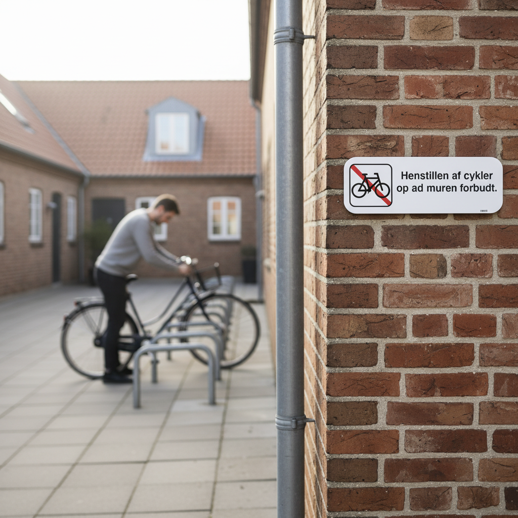 Henstillen af cykler op af muren forbudt skilt - Billede 6