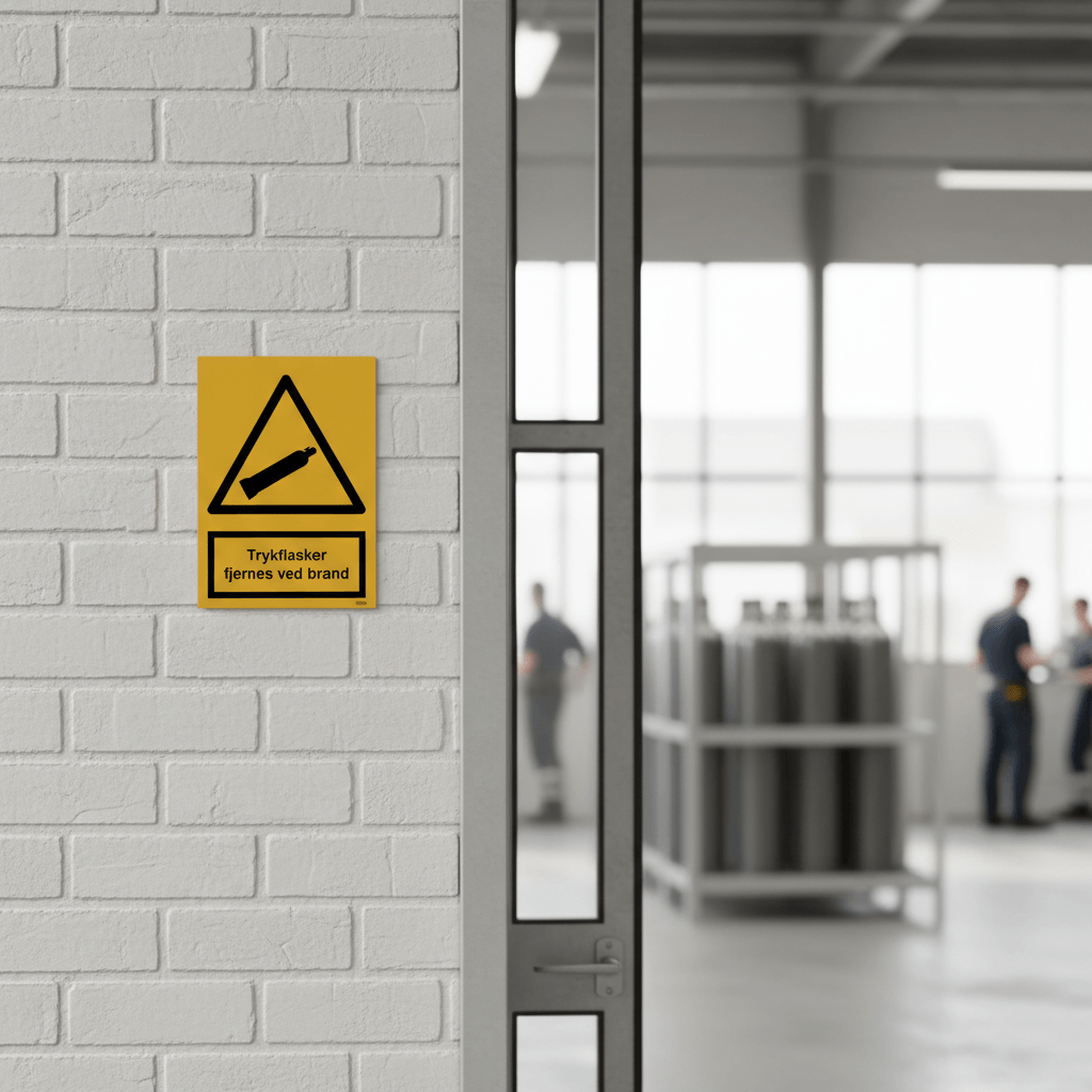 Trykflasker fjernes ved brand skilt - Billede 2