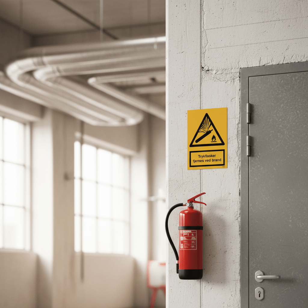 Trykflasker fjernes ved brand skilt - Billede 5