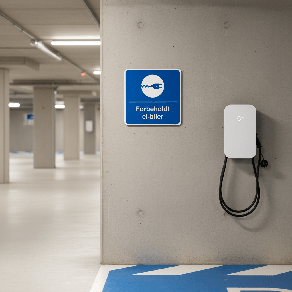 Forbeholdt el-biler kvadratisk ladestander skilt - Billede 3