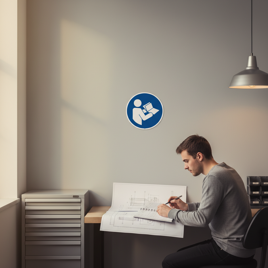 Læs manualen skilt ISO M002 - Billede 4