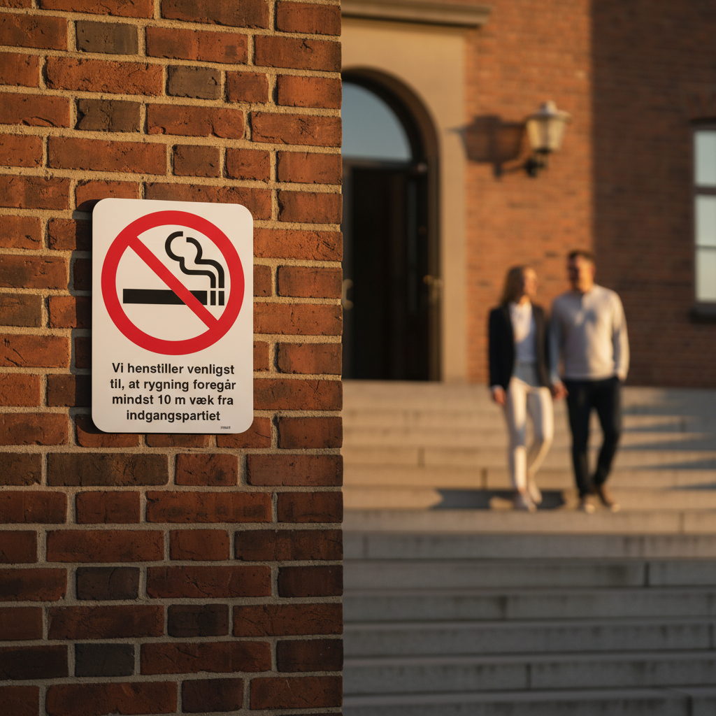 Vi henstiller til at rygning foregår mindst 10 m væk fra indgangspartiet skilt - Billede 4