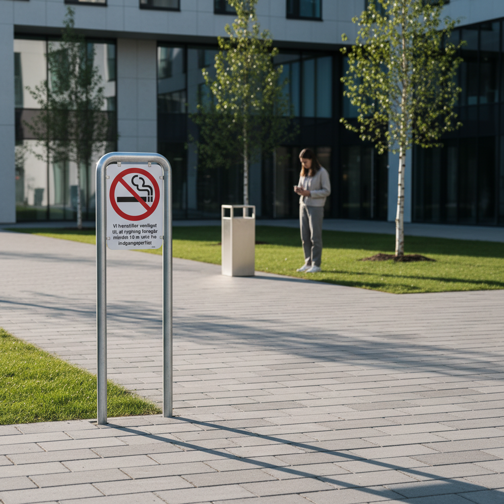 Vi henstiller til at rygning foregår mindst 10 m væk fra indgangspartiet skilt - Billede 7