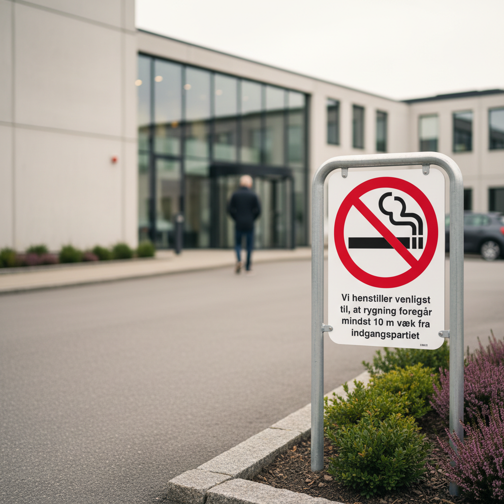 Vi henstiller til at rygning foregår mindst 10 m væk fra indgangspartiet skilt - Billede 2