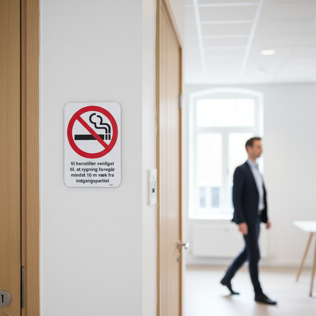 Vi henstiller til at rygning foregår mindst 10 m væk fra indgangspartiet skilt - Billede 8