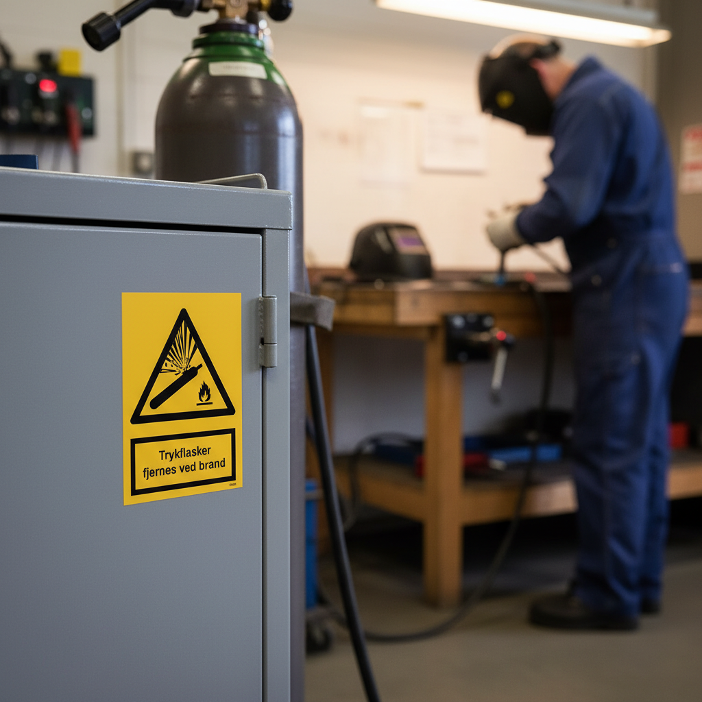 Trykflasker fjernes ved brand skilt - Billede 2