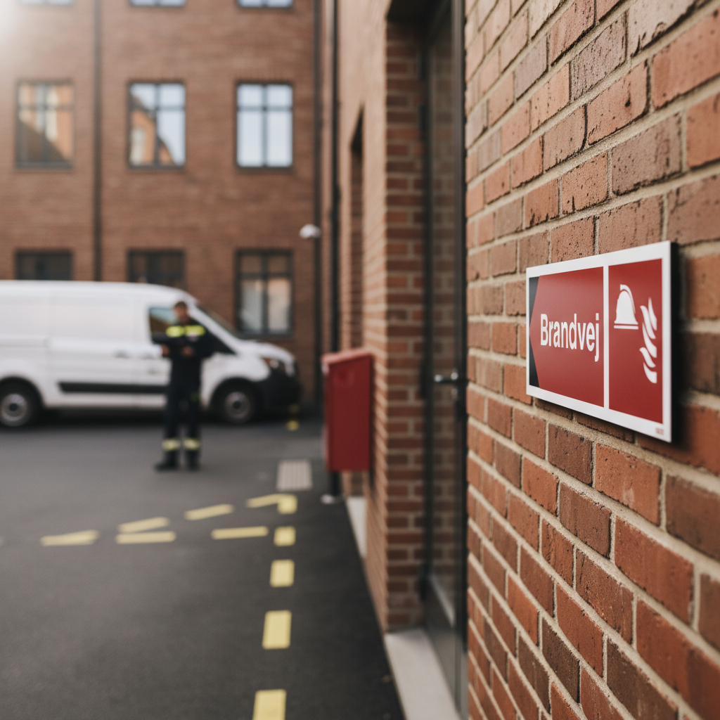Brandvej til venstre Brandskilt - Billede 4