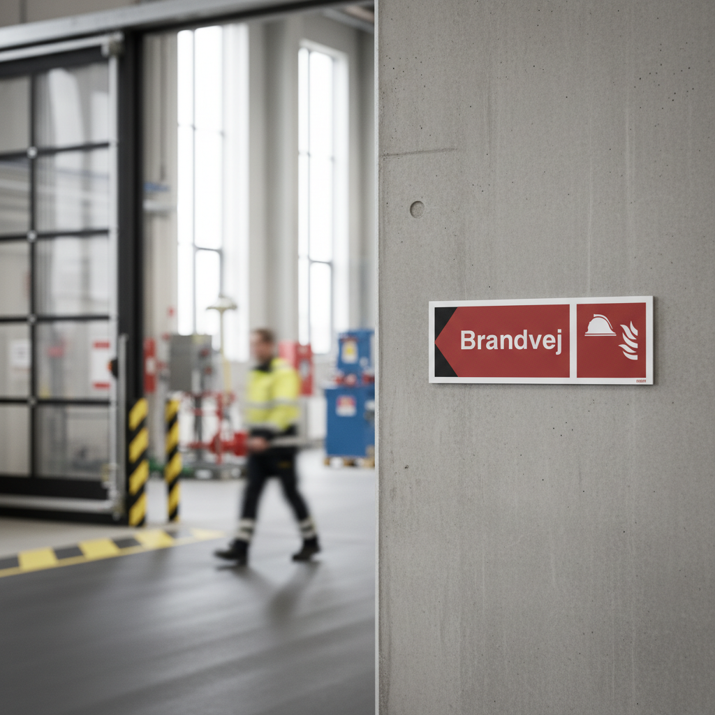 Brandvej til venstre Brandskilt - Billede 2