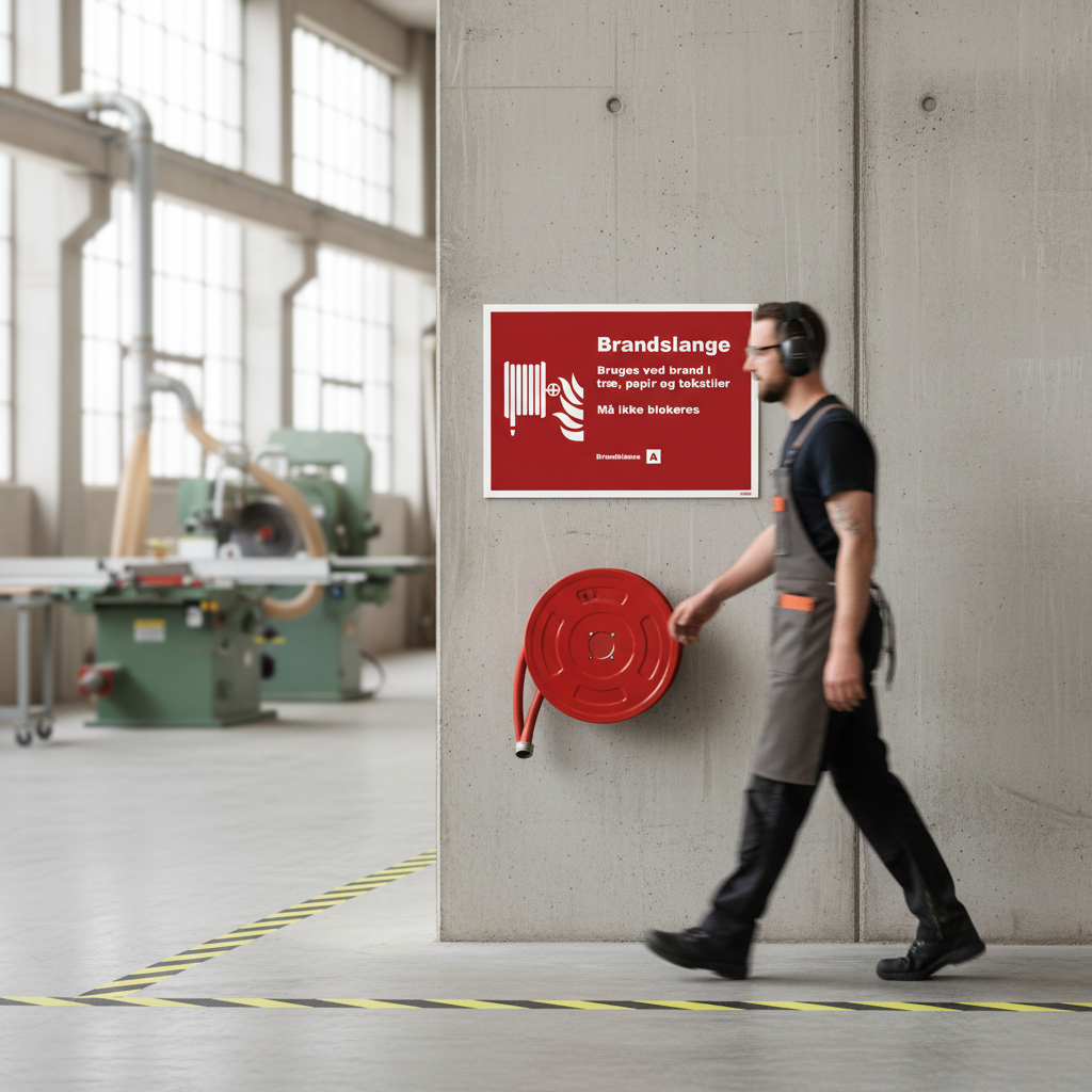 Brandslange bruges ved brand i træ, papir og tekstiler skilt - Billede 4