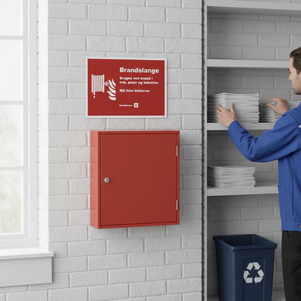 Brandslange bruges ved brand i træ, papir og tekstiler skilt - Billede 2