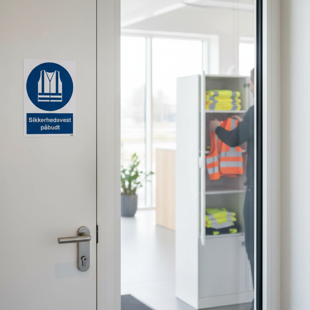 Sikkerhedsvest påbudt M015 ISO 7010 skilt - Billede 4