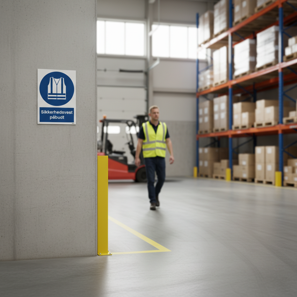 Sikkerhedsvest påbudt M015 ISO 7010 skilt - Billede 3