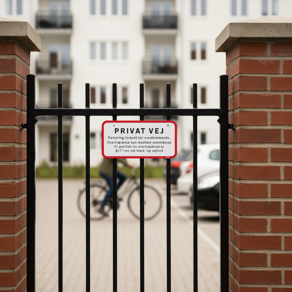 Privat vej Parkering forbudt for uvedkommende Overtrædelse kan medføre anmeldelse til politi for overtrædelse af §17 i lov om mark- og vejfred skilt - Billede 2