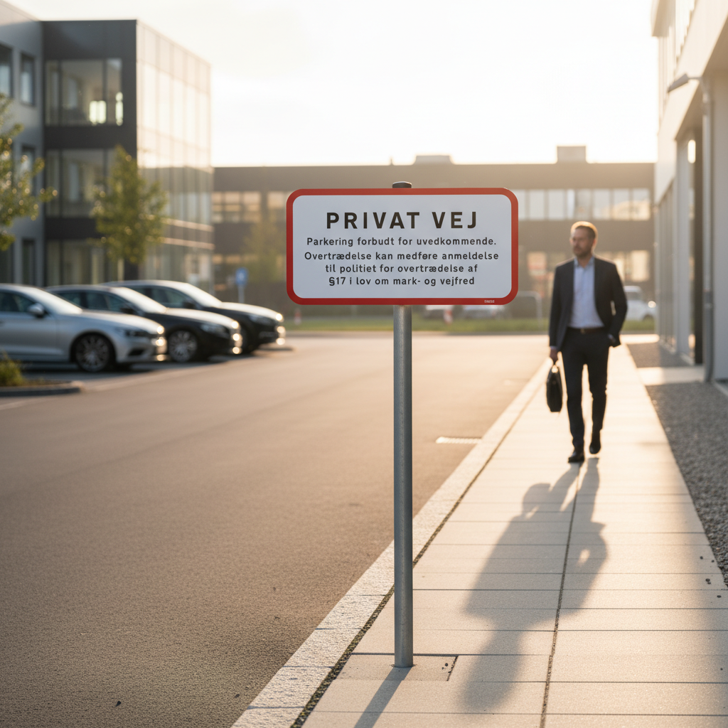 Privat vej Parkering forbudt for uvedkommende Overtrædelse kan medføre anmeldelse til politi for overtrædelse af §17 i lov om mark- og vejfred skilt - Billede 4