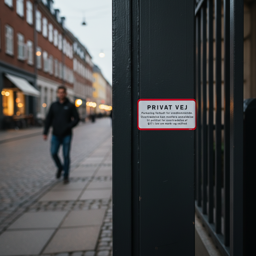 Privat vej Parkering forbudt for uvedkommende Overtrædelse kan medføre anmeldelse til politi for overtrædelse af §17 i lov om mark- og vejfred skilt - Billede 3