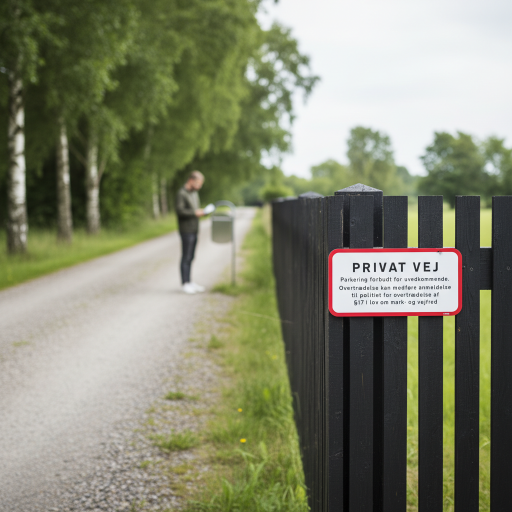 Privat vej Parkering forbudt for uvedkommende Overtrædelse kan medføre anmeldelse til politi for overtrædelse af §17 i lov om mark- og vejfred skilt - Billede 5