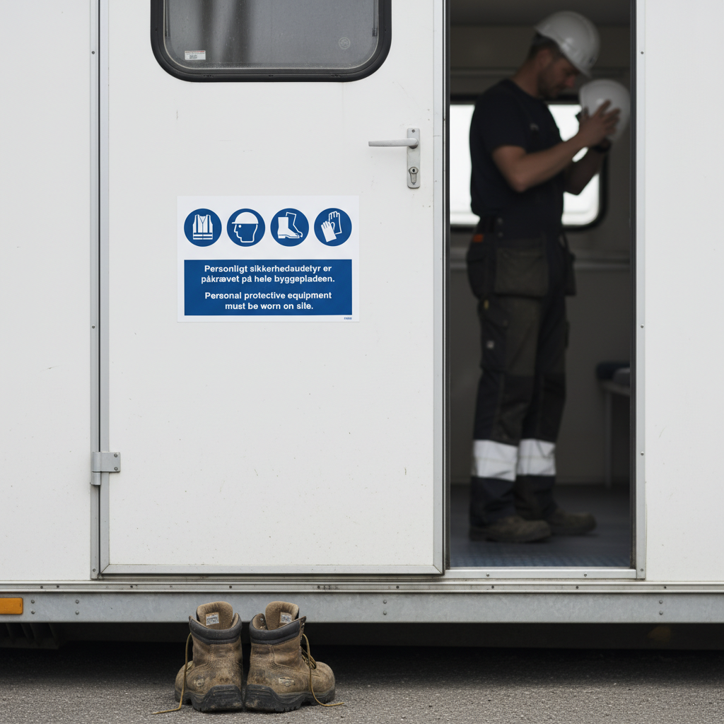 Personligt sikkerhedsudstyr er påkrævet da/eng byggeplads skilt - Billede 3