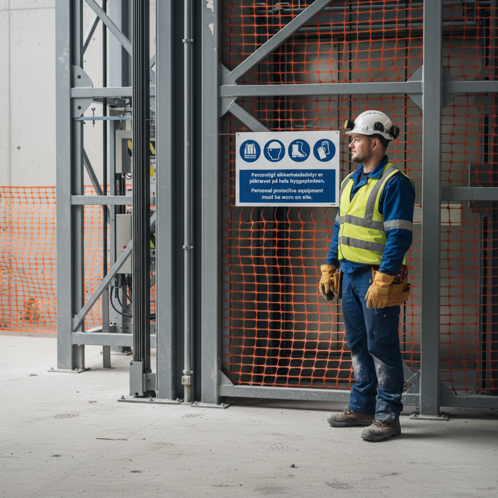 Personligt sikkerhedsudstyr er påkrævet da/eng byggeplads skilt - Billede 2