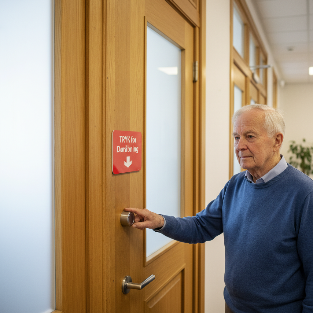 Tryk for døråbning pil ned skilt - Billede 3