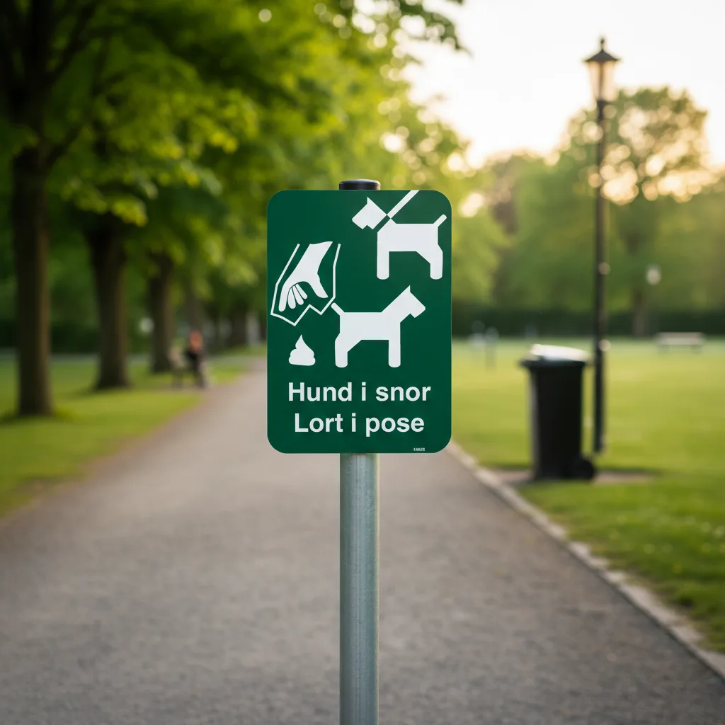 Hund i snor og lort i pose skilt - Billede 4