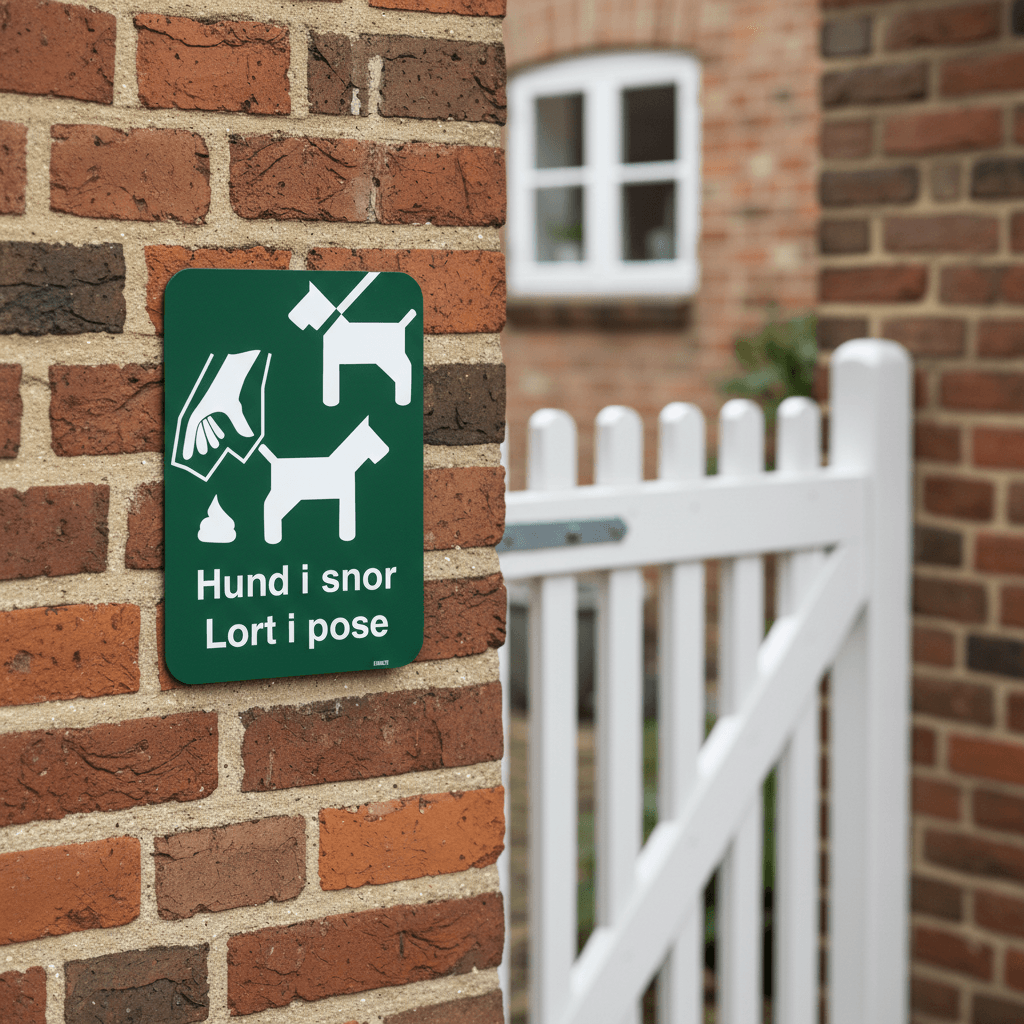Hund i snor og lort i pose skilt - Billede 5