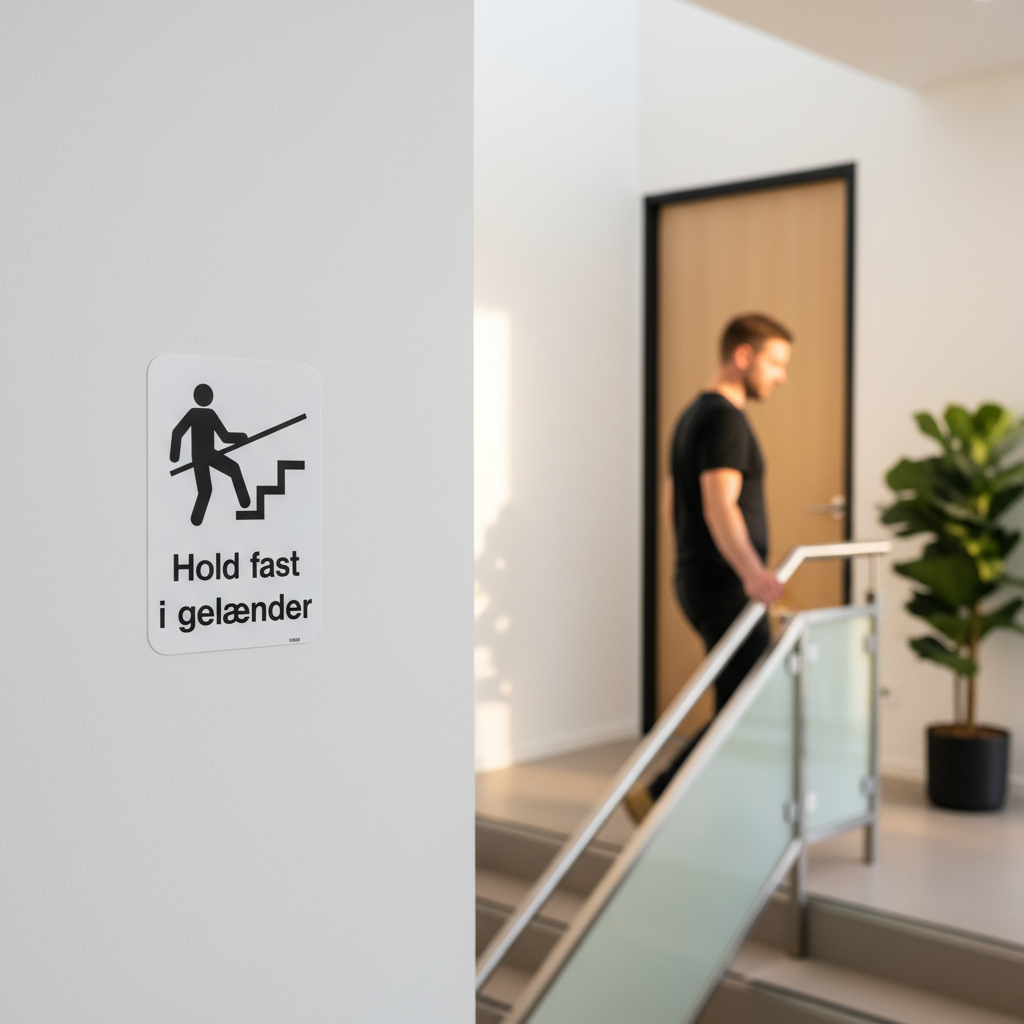 Hold fast i gelænderet Hvid skilt - Billede 2