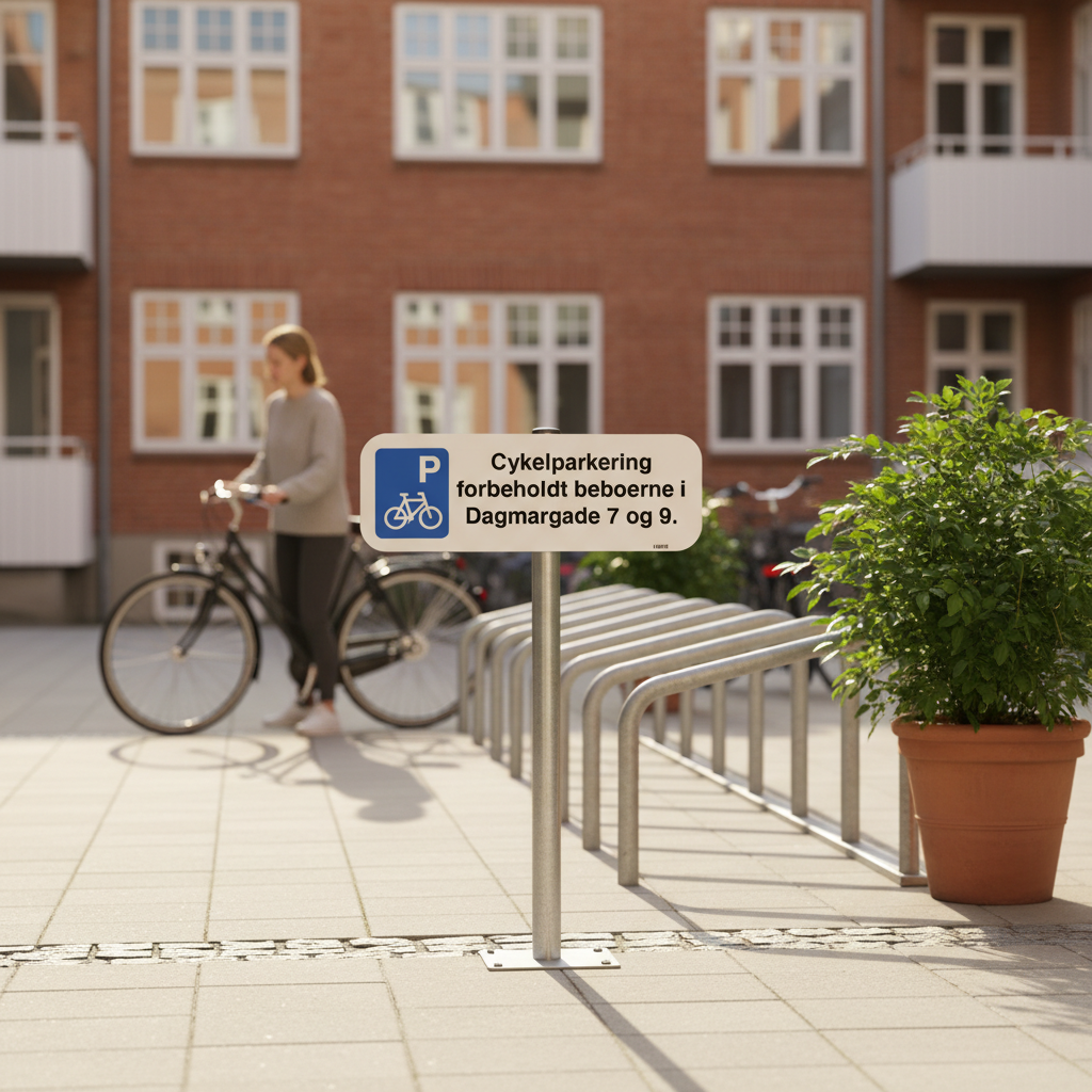 P Cykelparkering forbeholdt beboerne i xxxx xxxxxx skilt - Billede 3