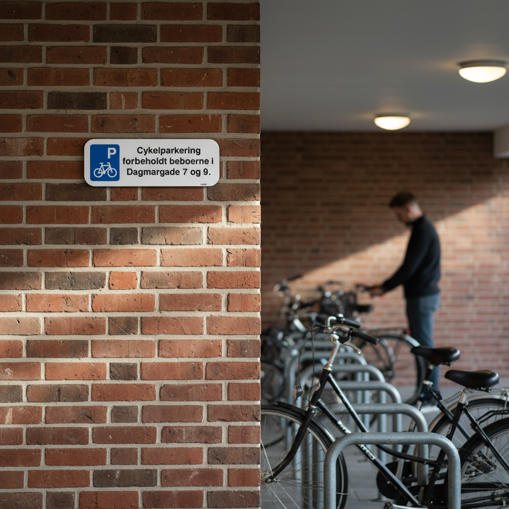 P Cykelparkering forbeholdt beboerne i xxxx xxxxxx skilt - Billede 5