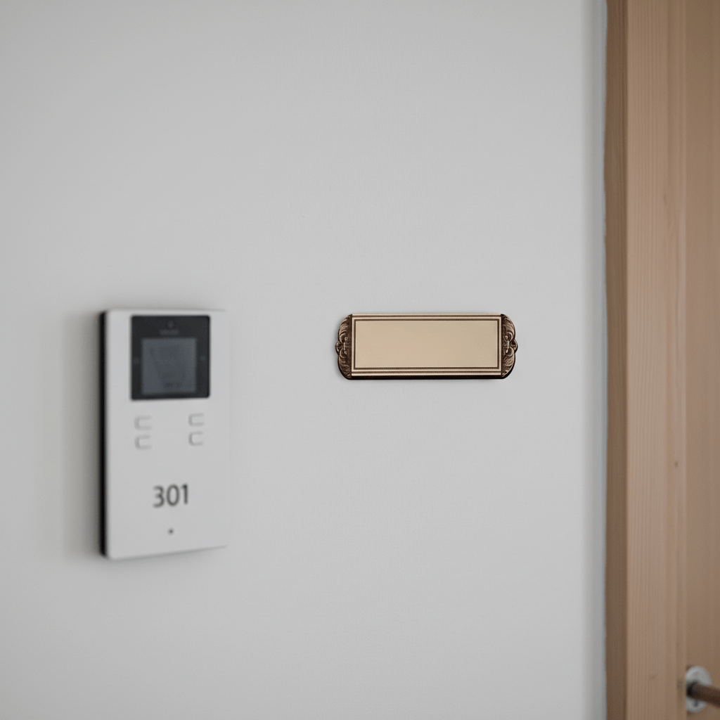 Dørskilt Messing m. udskæringer i begge sider - Smal - Billede 6