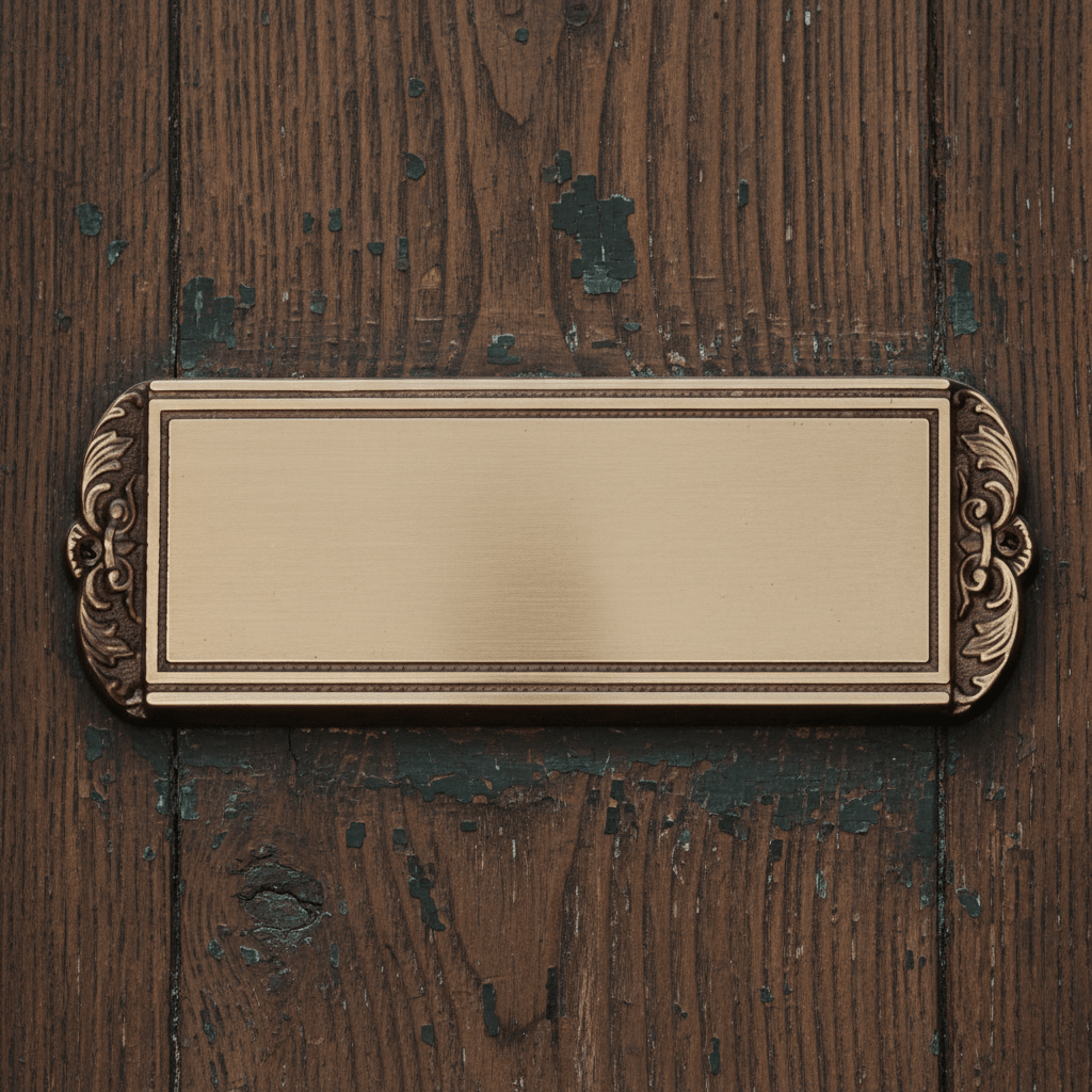 Dørskilt Messing m. udskæringer i begge sider - Smal - Billede 7