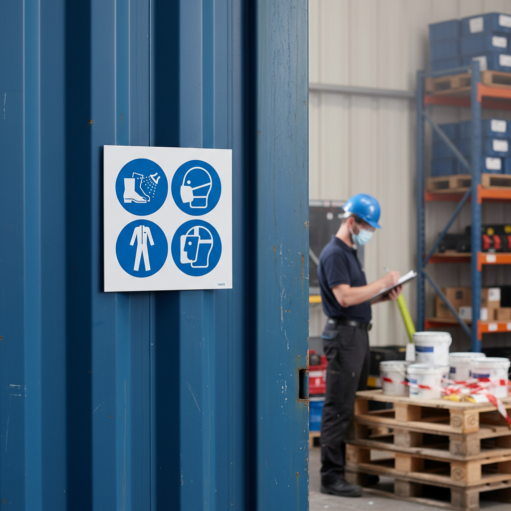 Kemisk sikkerhedsudstyr Byggeplads skilt - Billede 3