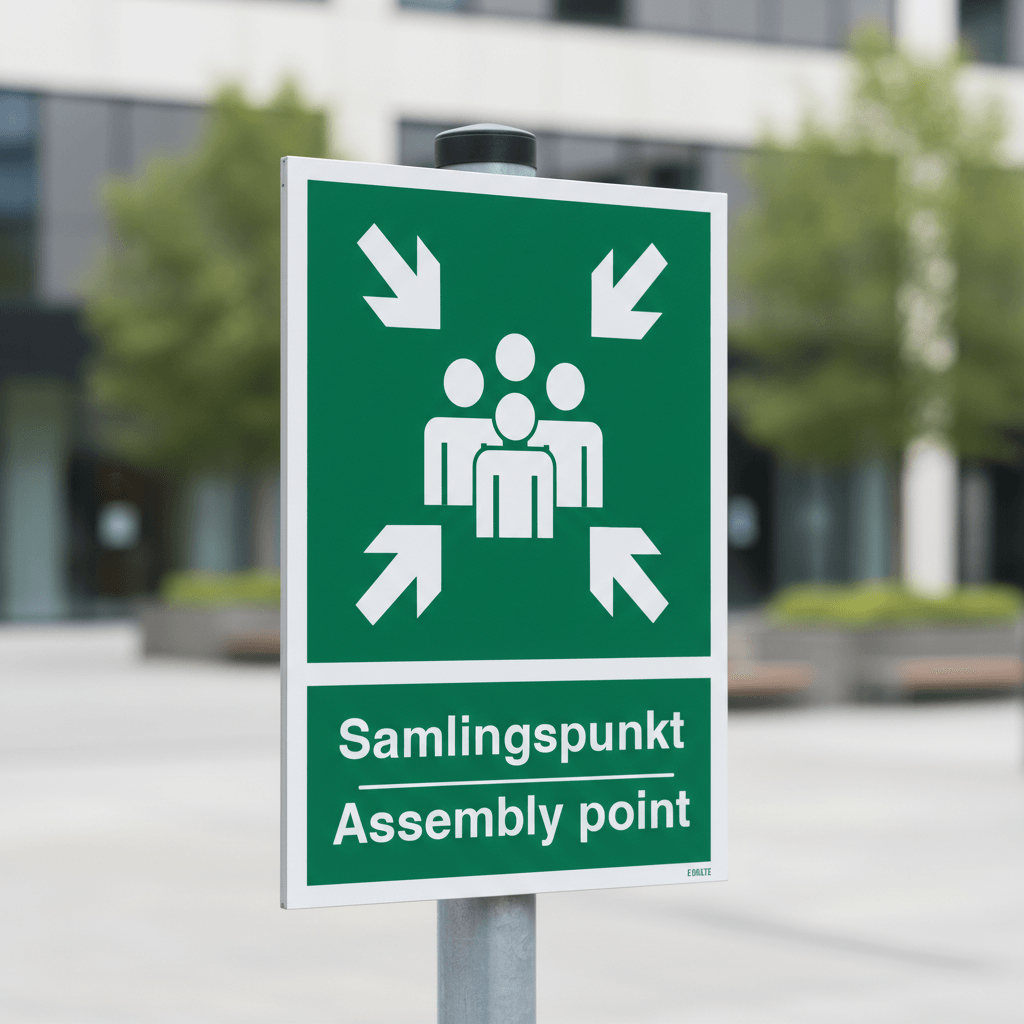 Samlingspunkt Assembly point skilt - Billede 2